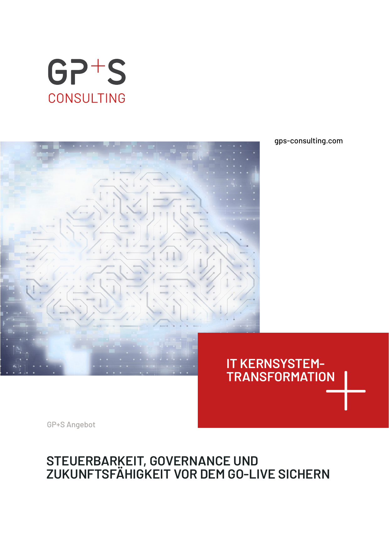 Cover des GP+S Angebots IT-Kernsystemtransformation